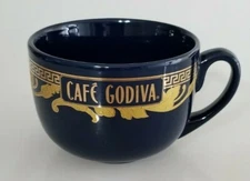 2005 "CAFE GODIVA" Royal Blue and Gold Coffee Hot Tea Soup Cup 16 Fl. Oz. VGC