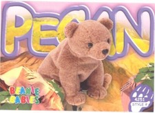 TY Beanie Babies BBOC Card - Series 4 Common - PECAN the Bear - NM/Mint