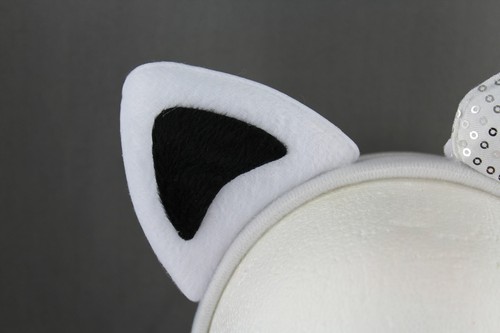 White Black soft faux fur furry cat kitten ears headband hair band costume - Picture 4 of 7