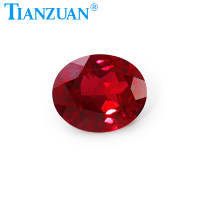 Lab Grown Ruby Oval Shape Pigeon Blood Red Corundum Loose Gems with Inclusions