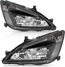 Headlights Fit For 2003-2007 Honda Accord Pair HeadLamps LH+RH Black