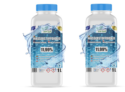 2L Wasserstoffperoxid H2O2 - 11,9% 2 x 1 Liter 12% laborgeprüft 1000 ml Premium
