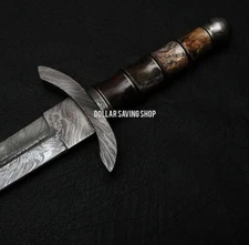 Fully Hand Forged Damascus Steel Medieval / Viking Sword With Leather Sheath.