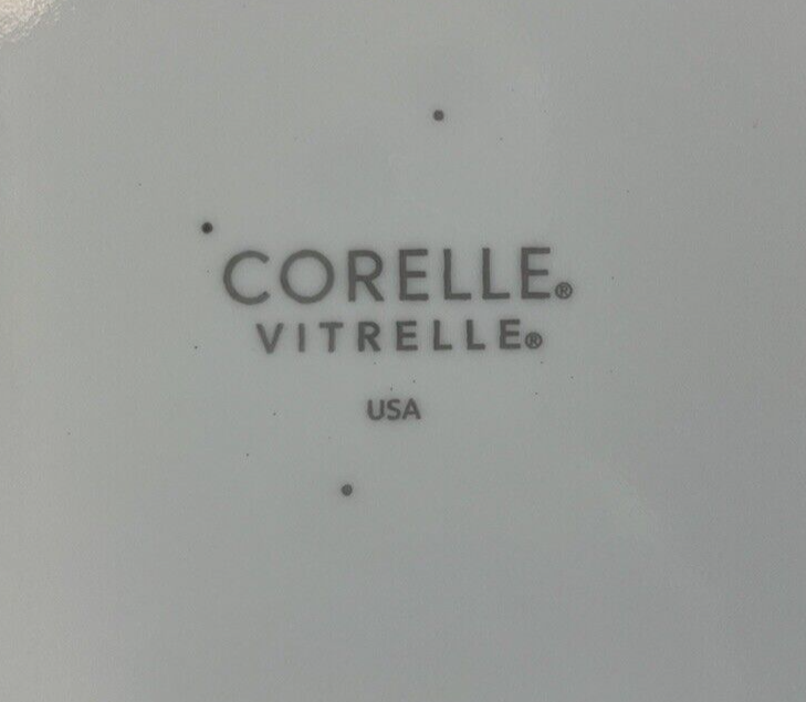 Corelle VERANDA Set of 4 Dinner Plates White Gray/Aqua/Tan/Blue Diamond