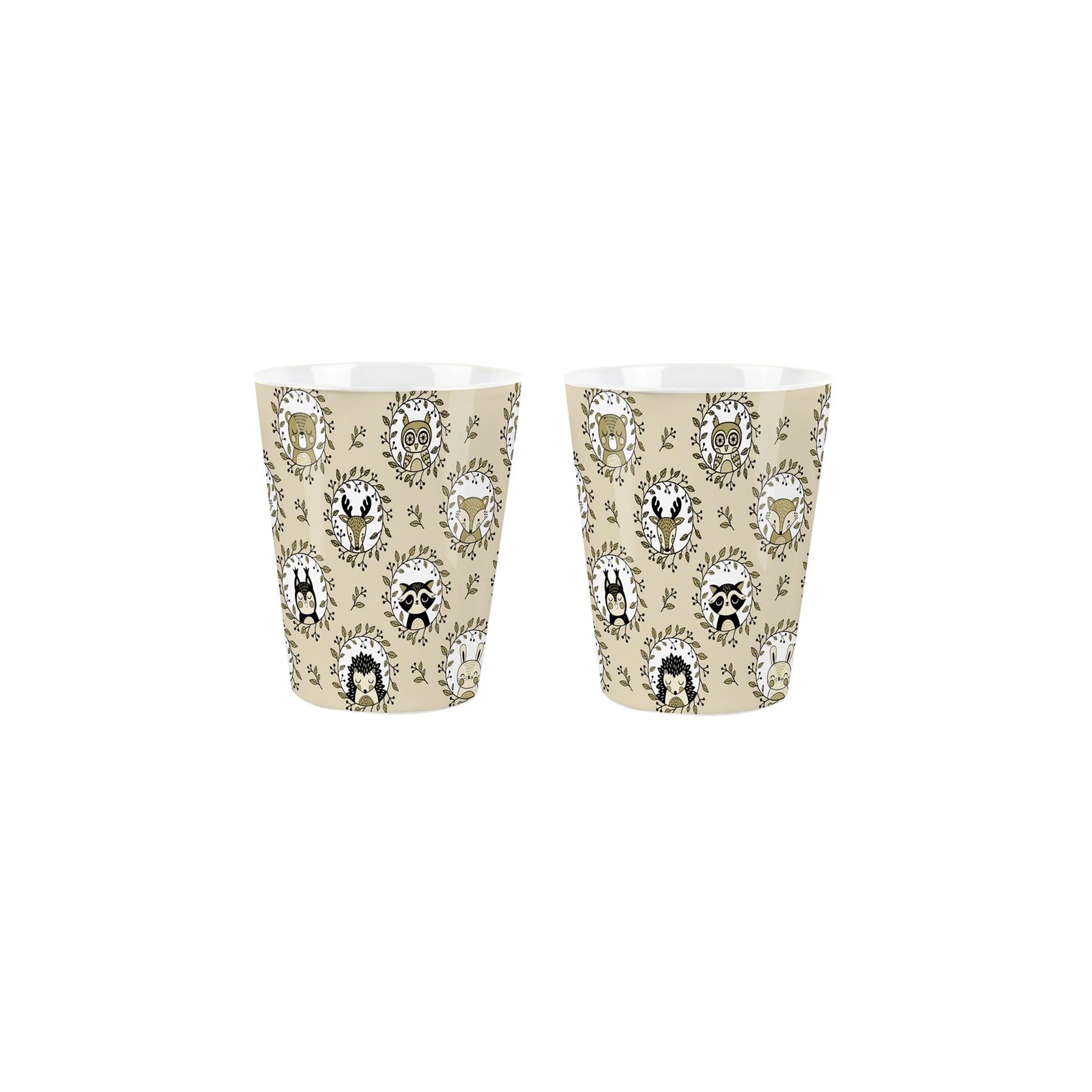 Wreath Animals Ceramic Egg Cups - Woodland Themed Kitchen Gift Box Set of 2