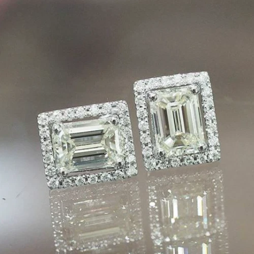 VALENTINO Orecchini 4 00 ct taglio smeraldo aureola moissanite borchia giacca argento sterling 925