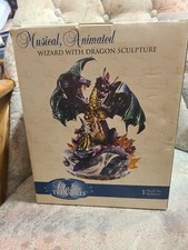 Music Box  Musical Lighted Wizzard With  Dragon Sculpture NIB