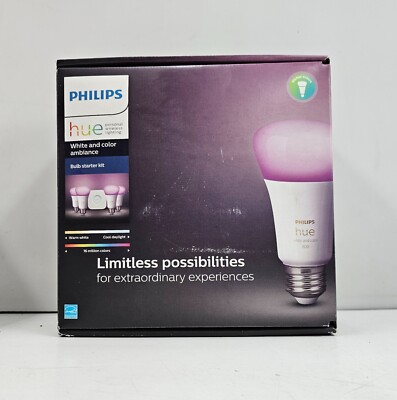 Philips - Hue White & Color Ambiance A19 LED Starter Kit - Multicolor