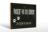 Holzschild Spruch 20X30 Cm Vorsicht Kinder Hund Harmlos Schild