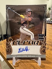 2023 Leaf Trinity Baseball Clear Black Dillon Head #1/1 Rookie Auto RC 🔥📈