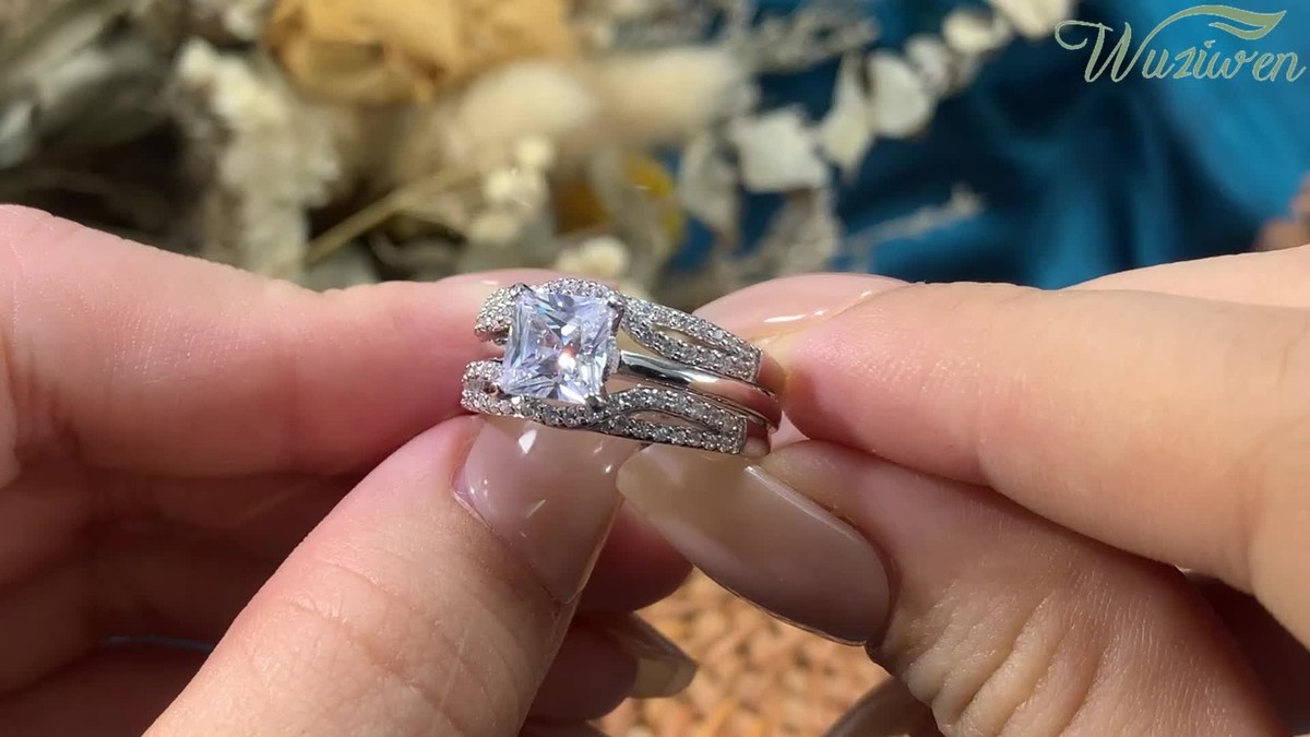 Wuziwen 2CT Sterling Silver Rings for Women Engagement Promise