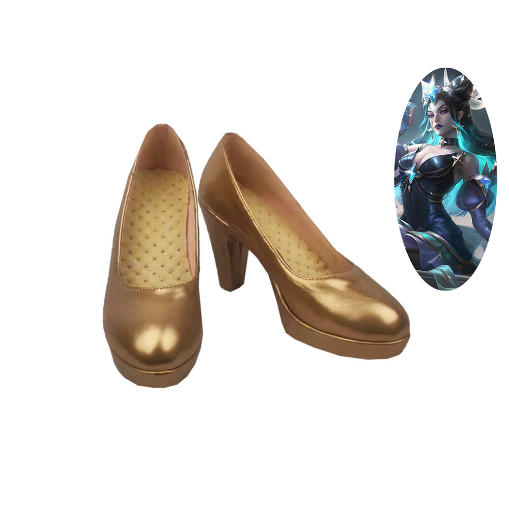 LOL League of Legends Syndra Zapatos Cosplay Mujeres Botas Glod Ver2