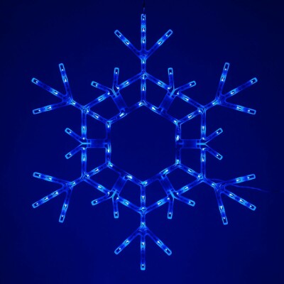 36” Blue LED Lighted Christmas Snowflake Outdoor Hanging Folding