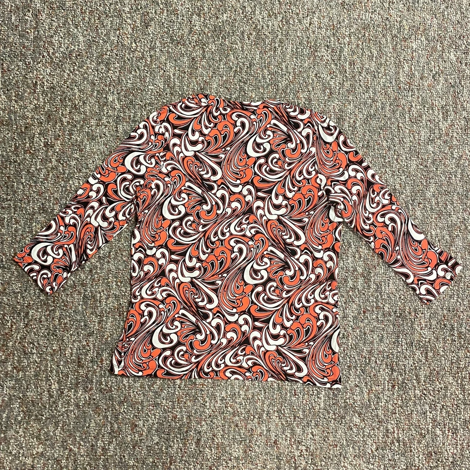 Jones New York Sport Tops Womens Large Paisley Blouse 3/4 Sleeve Pleated Orange Foto 3 de 4
