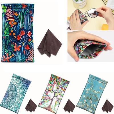 Portable Squeeze Top Eyeglasses Pouch Vegan Leather Glasses Case Sunglasses Bag