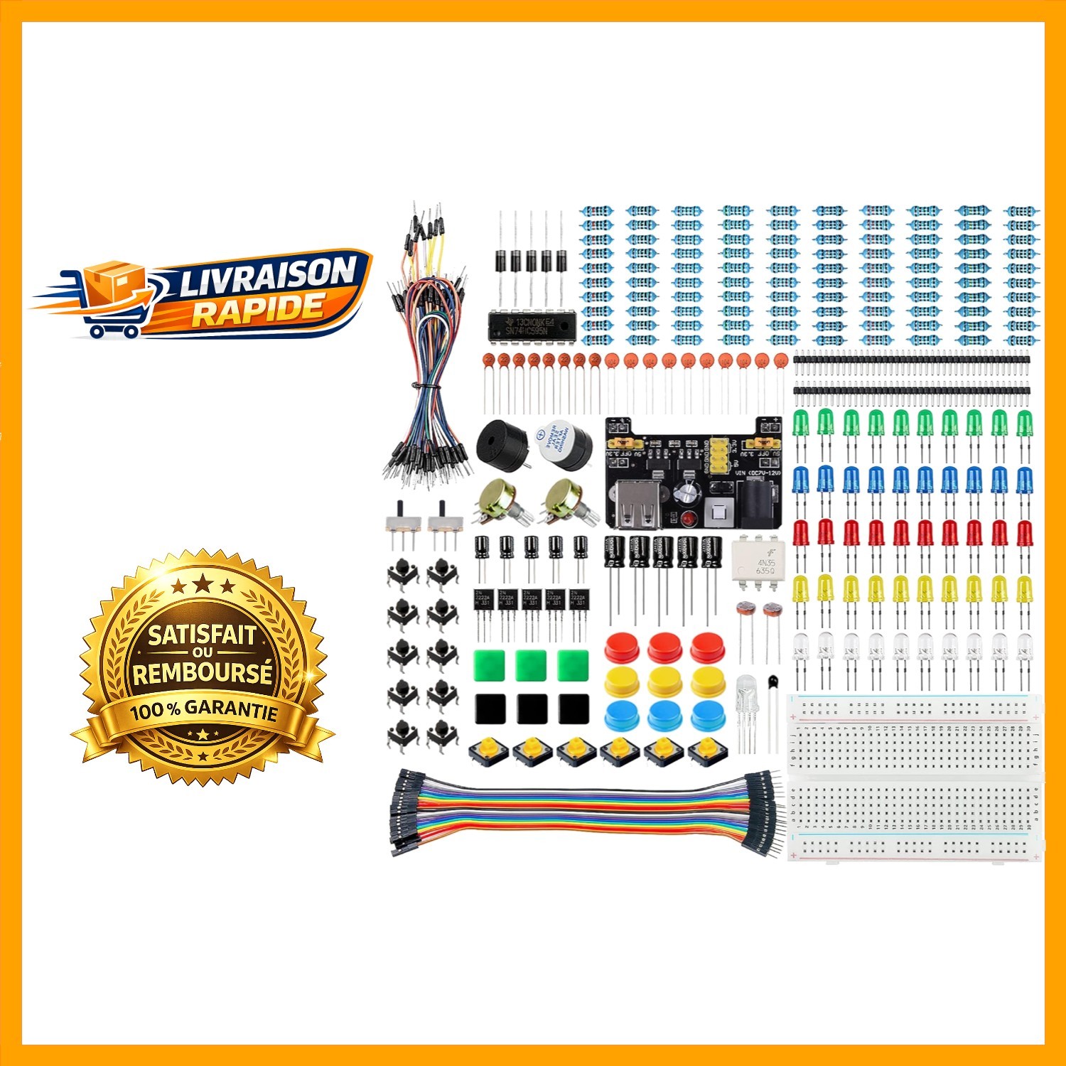 Kit de démarrage Arduino Miuzei avec carte connectée et composants électroniques de prototypage rapide