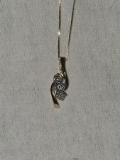 Solid 14K Two-Tone Gold 3/4 TDW Natural Diamond Journey Pendant With 10K Chain