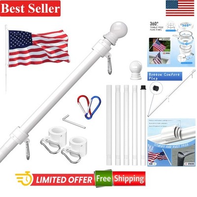 Multi-Accessory Tangle-Free Flag Pole   6 FT Stainless Steel for Boats & Porches