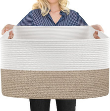 Extra Large Blanket Basket, 22" X 17" X 12" Rectangle Blanket Storage for Living