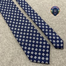 BRIONI 100 Silk Luxury Tie Blue Geometric Design Made in Italy VTG Chain Tag