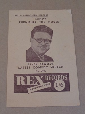 Sandy Powell Rex Records November 1938 Record Supplement