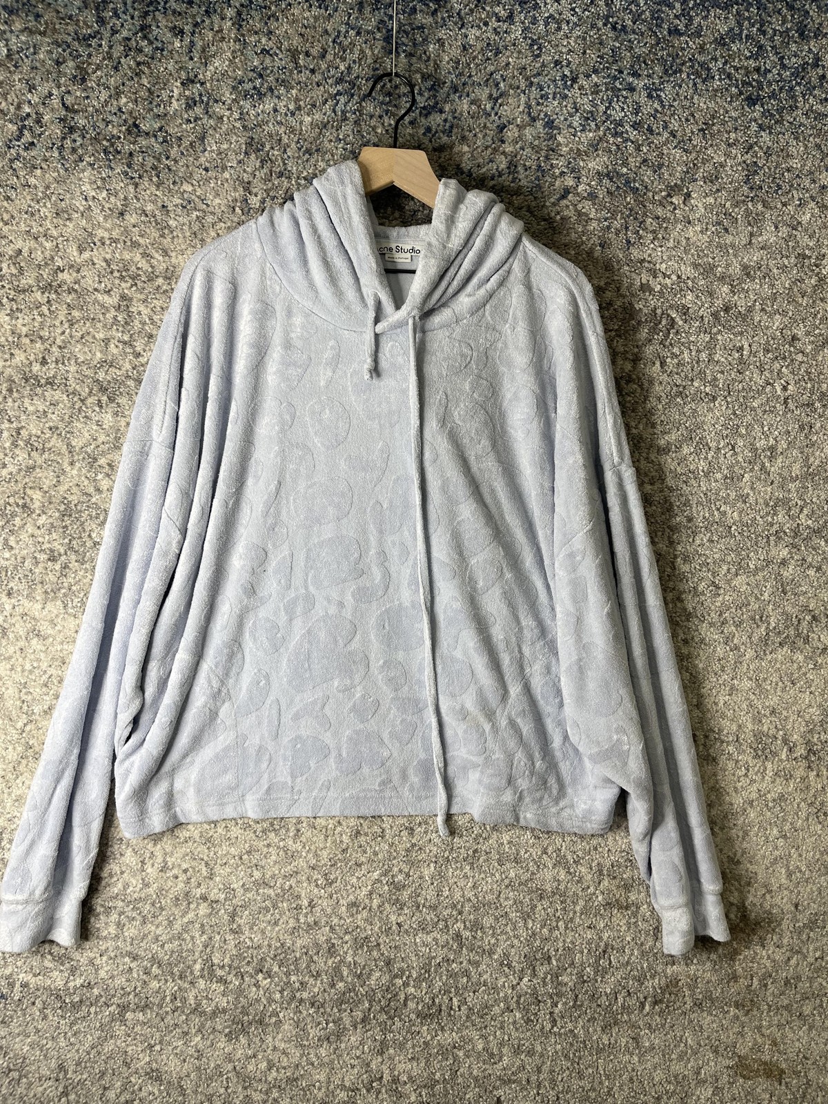 Acne Studios Hoodie Mens Large Light Blue Terry Zip Up Modal Blend Portugal
