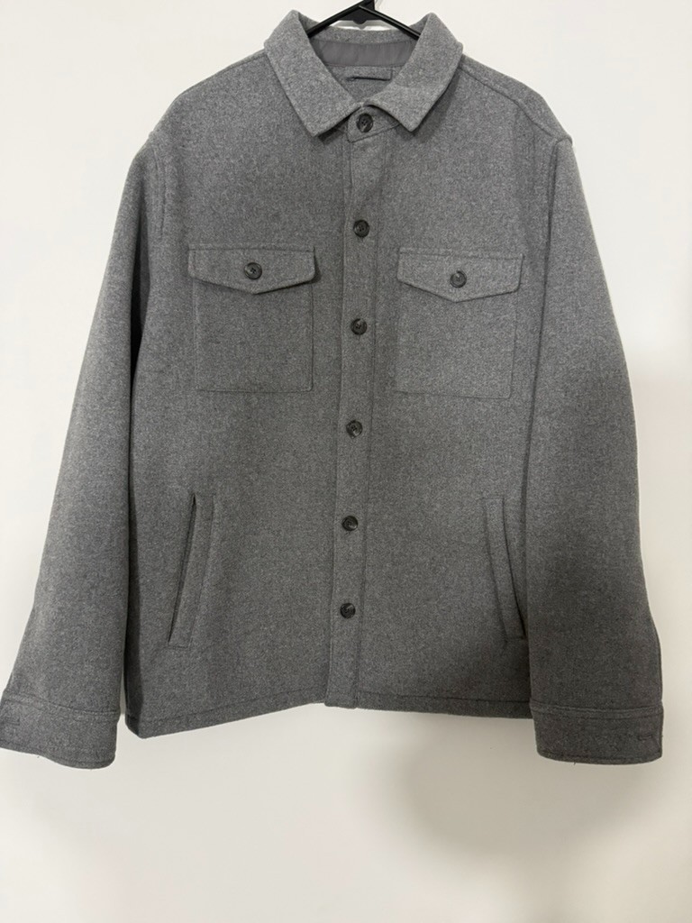 GAP Gray Wool Button-Front Shirt Jacket Wool Blen… - image 1