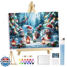 MOGTAA Christmas Paint by Numbers Kit for Adults Beginners with Frame, Snowma