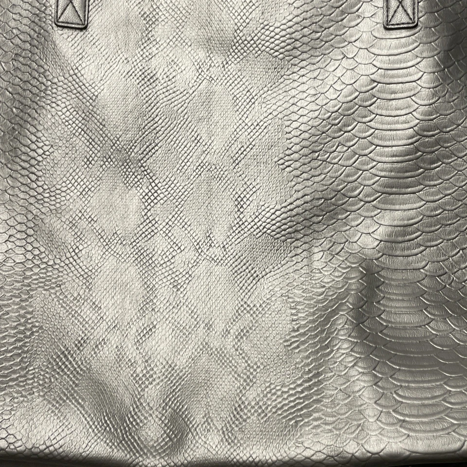 Nuevo Bolso de Comprador de Cuero Sintético de Piel de Serpiente Plateado de Colección Viaje Nocturno Vacaciones Cremallera Foto 2 de 4