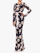 Betsy Adam A26690 Illusion Neck Sleeve Soutache Gown SZ 16  310 BlackChampagne