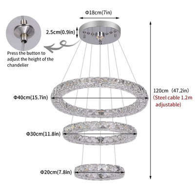 Luxury Crystal Chandelier Lustre Design Silvery Modern Led Ceiling Light Living 
