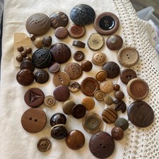 Assorted Vintage Wooden Buttons Mixed Colors And Sizes