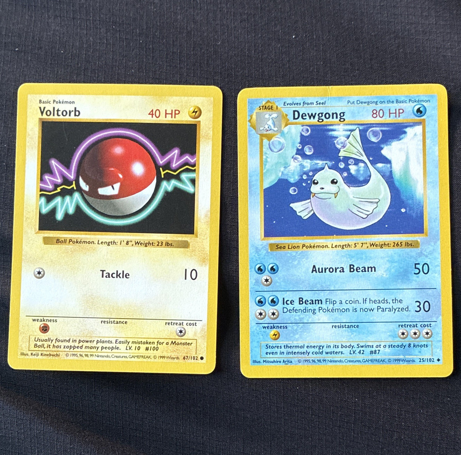 SHADOWLESS Pokemon TCG Base Set Voltorb 67/102 & Dewgong 25/102 set of 2