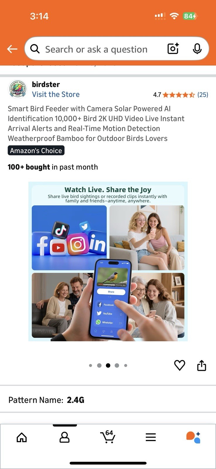 Smart Bird Feeder with Camera Solar Powered AI Identification 10,000+ Bird 2K HD