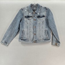 Wonder Nation Kids Denim Jacket Light Wash Distressed Size 10 12 Plus