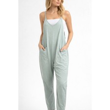 Women's Light Blue Wide Leg Jumpsuit Overalls Romper Sz Small Oversized Boho