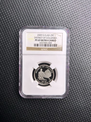 Moneta Stati Uniti 2009 S Clad 25C Distretto di Columbia Quarter NGC PF69 Ultra Cameo - Foto 1 di 2