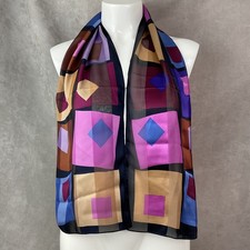 Vintage Echo Mod Geometric Silk Scarf 52  x 11  rectangular shape