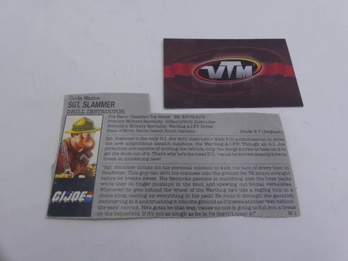 Vintage 1988 G.I. Joe Sgt. Slammer slaughter File Card Warthog Pilot