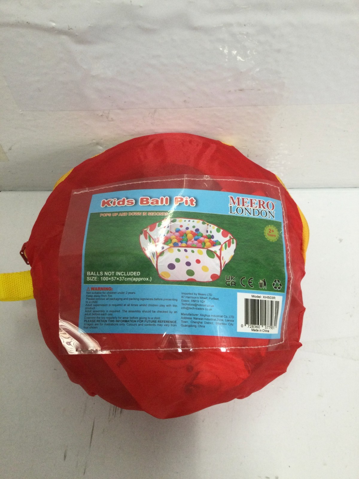 Small Kids Tent Toddler Ball Pit, red, 110 x 57 x 37 cm (approx)