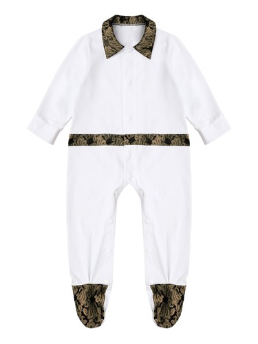 Baby Boys Christening Costume Footed Romper Baby Shower Jacquard Baptism Formal - Picture 21 of 49