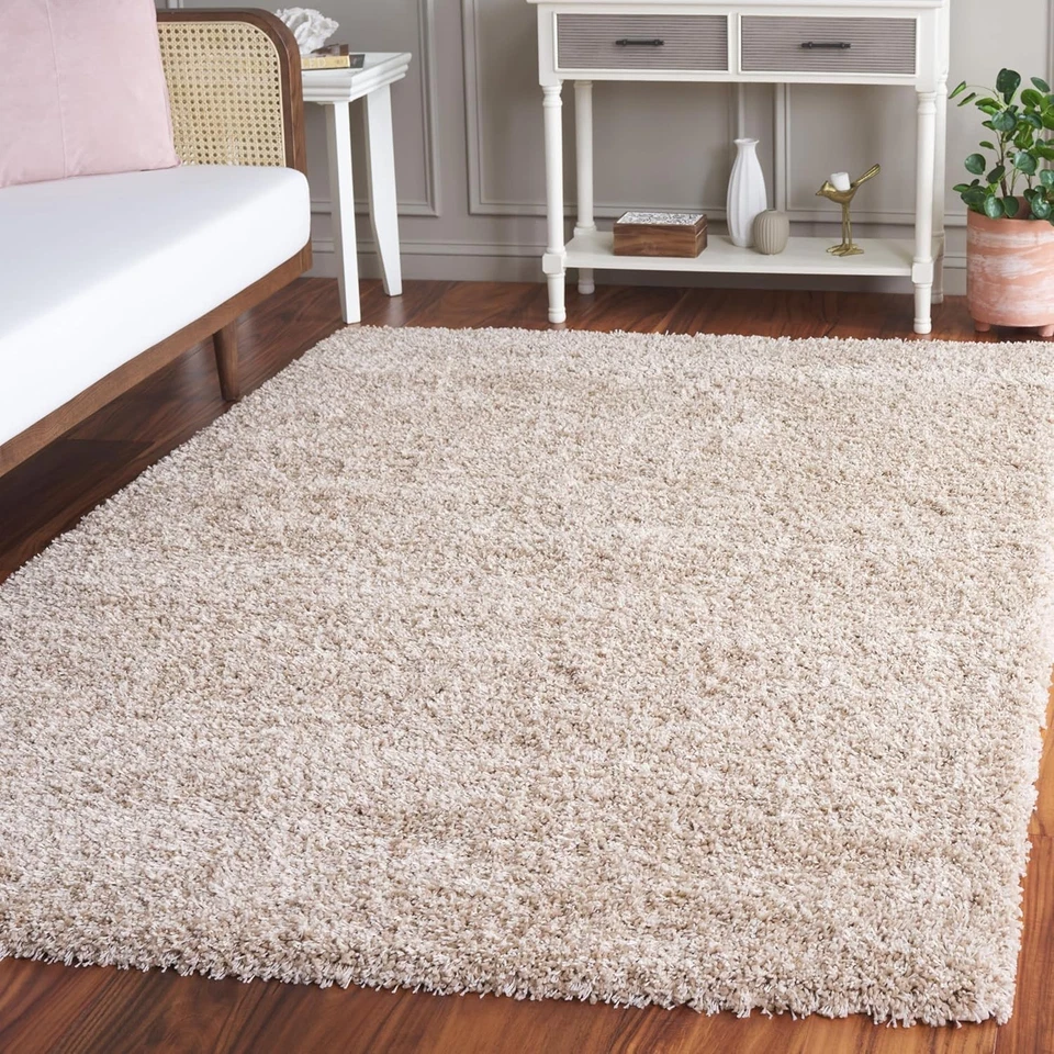Lujosa alfombra California Shag beige 5'3"x7'6" - Ideal para áreas de alto tráfico Foto 3 de 4
