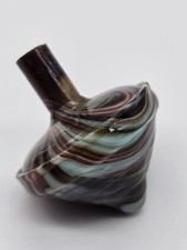 Andy Davis Slag Glass Spinning Top with Base Jabo Cullet Whimsy Whirlygig 1B