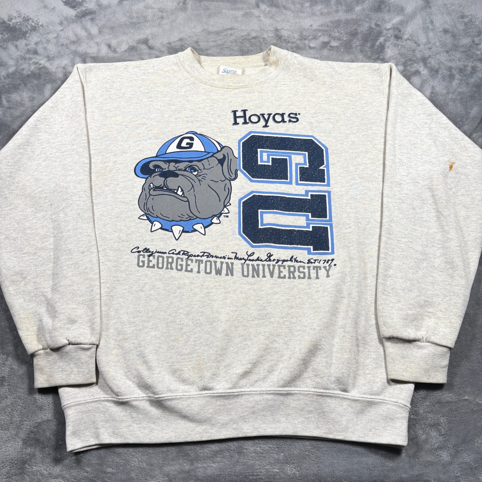 Vintage 1789 Georgetown Hoyas University Sweatshirt Mens Large Gray Santee Rare