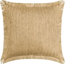 The HomeCentric Cushion Covers for Chairs, Decorative Beige Pack of 2, 18x18 