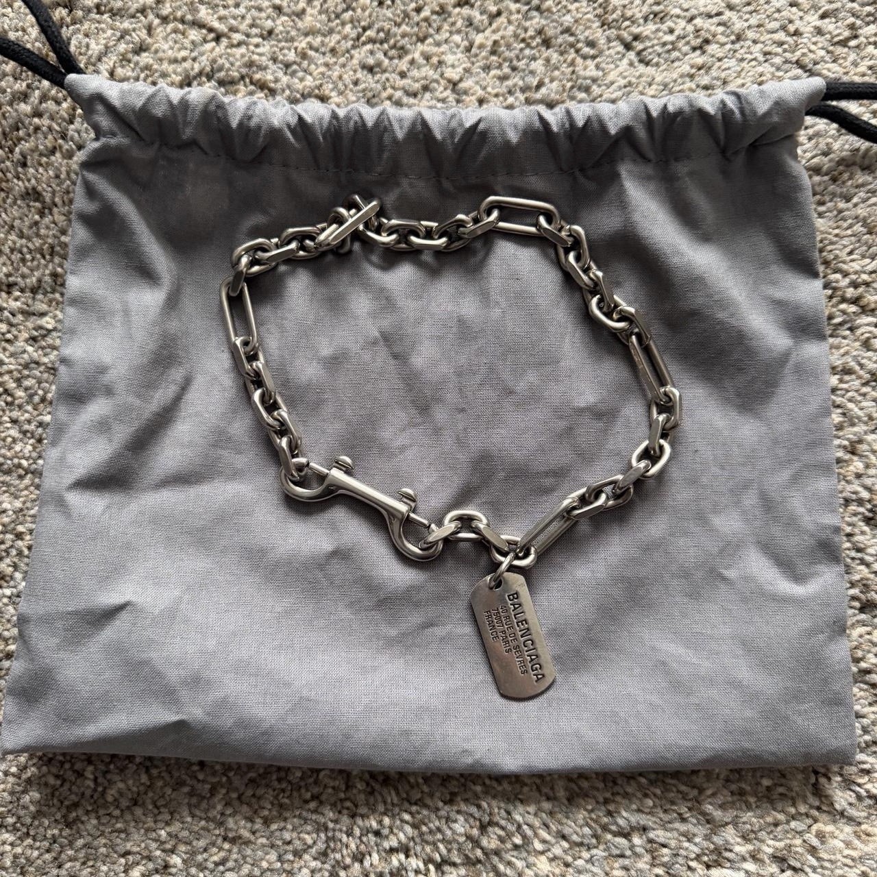 balenciaga dog tag clip on chain in silver fw25 line