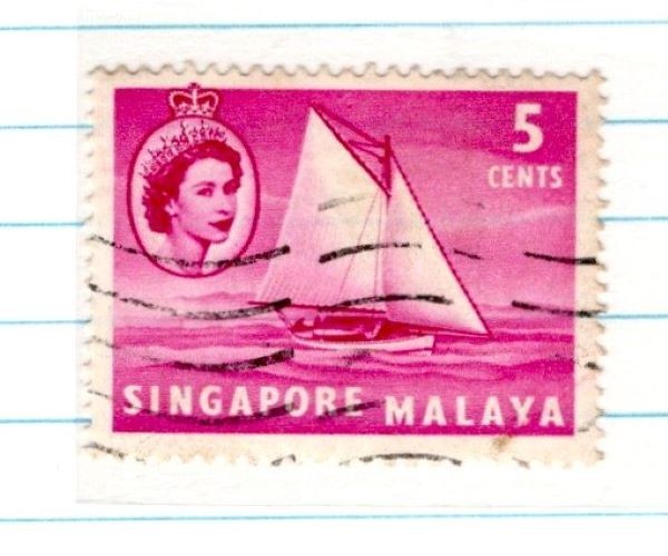 Singapore Queen Elizabeth II Postage STAMP 5 Cents SA-26