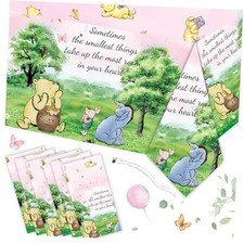 6PCS Pink Winnie Tablecloth Baby Shower Decorations Bear Table Cover 6pcs