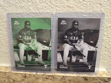 2025 Topps Black & White #23 ADOLIS GARCIA Green /99 & Base. Texas Rangers