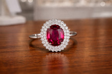 5.00 Ct Natural Ruby And Diamond Wedding Bridal Ring 18k White Gold Size 6,7,8,9